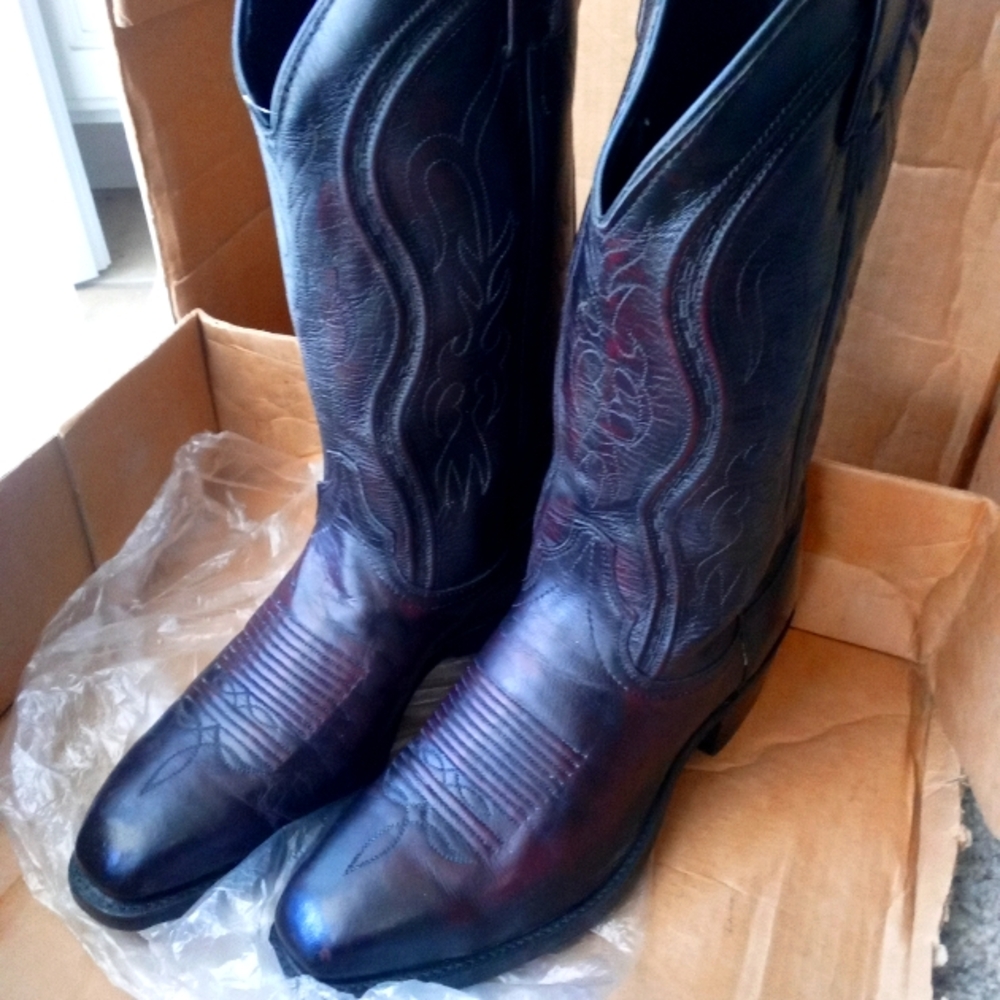 J. Chisholm Dark Leather Cowboy Boots
